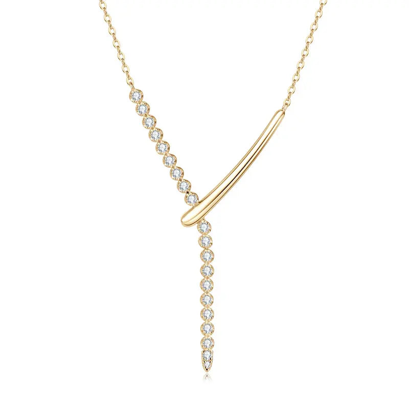 925 Sterling Silver Y-shaped Necklace D-Color Full Moissanite VVS1 Pendent Necklaces with Certificate for Fashion Women Jewelry
