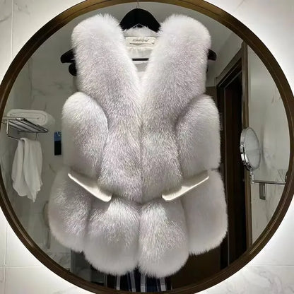 Luxurious Faux Fur Plush Vests Women Loose Sleeveless Waistcoats 2026 New Autumn Winter Female Outwears Lady PU Leather Fur Vest