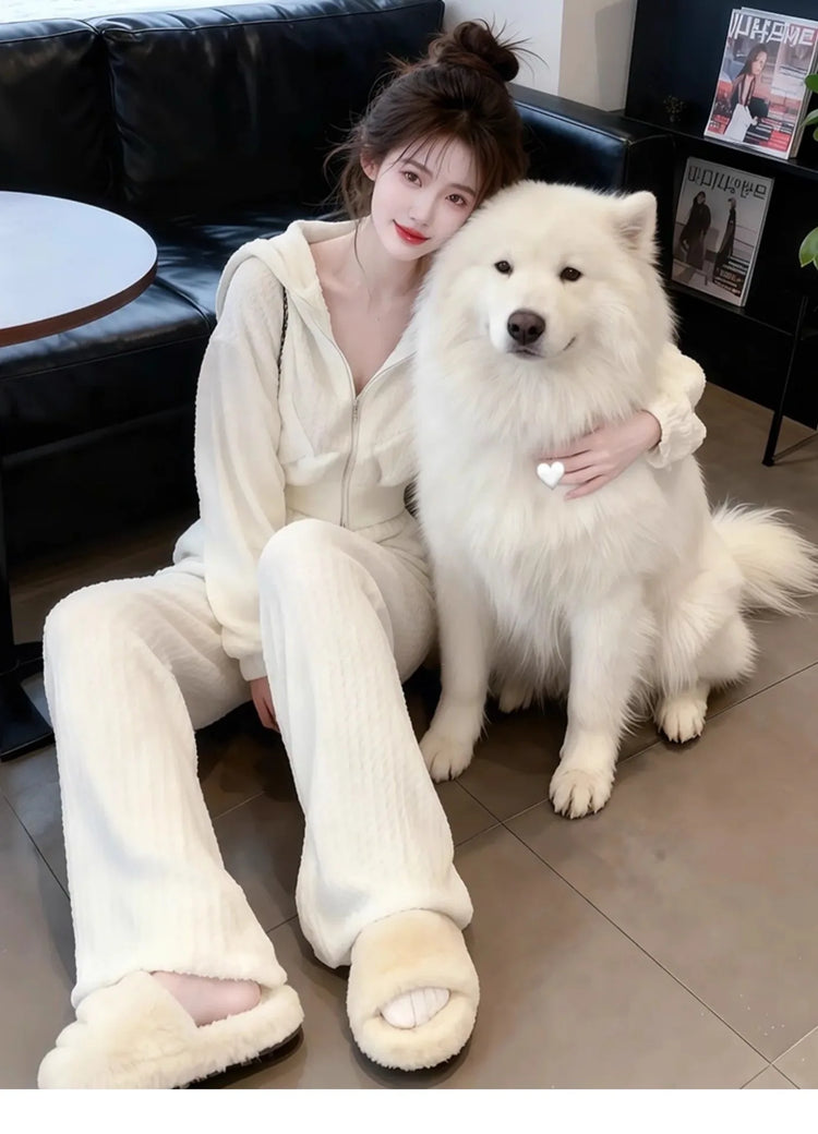 Spring Autumn New Hoodie Wide Leg Pants Two Piece Set Loose Slimming Casual Fashion Women's Trendy Outfit Korean Style