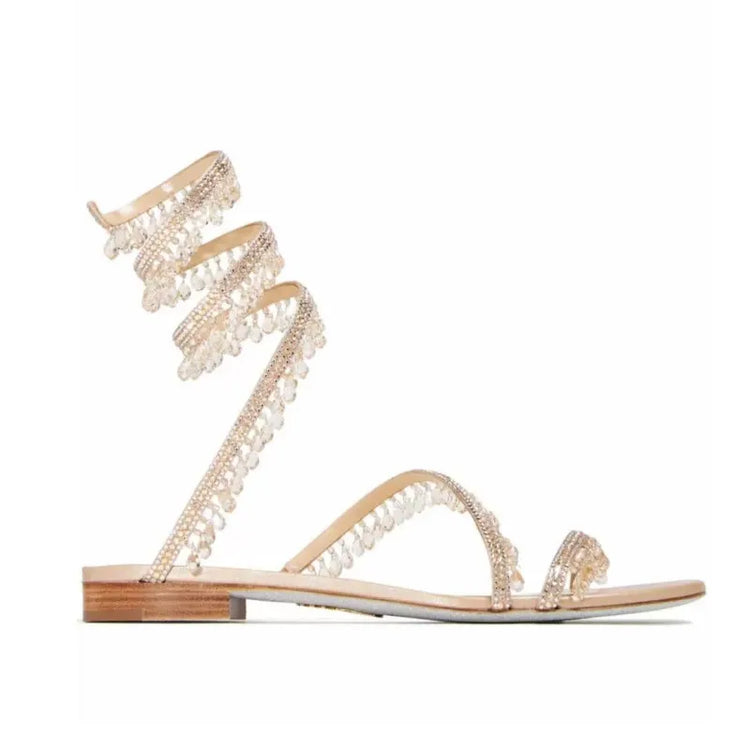 2026Women's New Water Diamond Sandals Fashion Tassel Crystal Shoes Sexy Banquet Party Twin Stiletto Women's Large Sandals