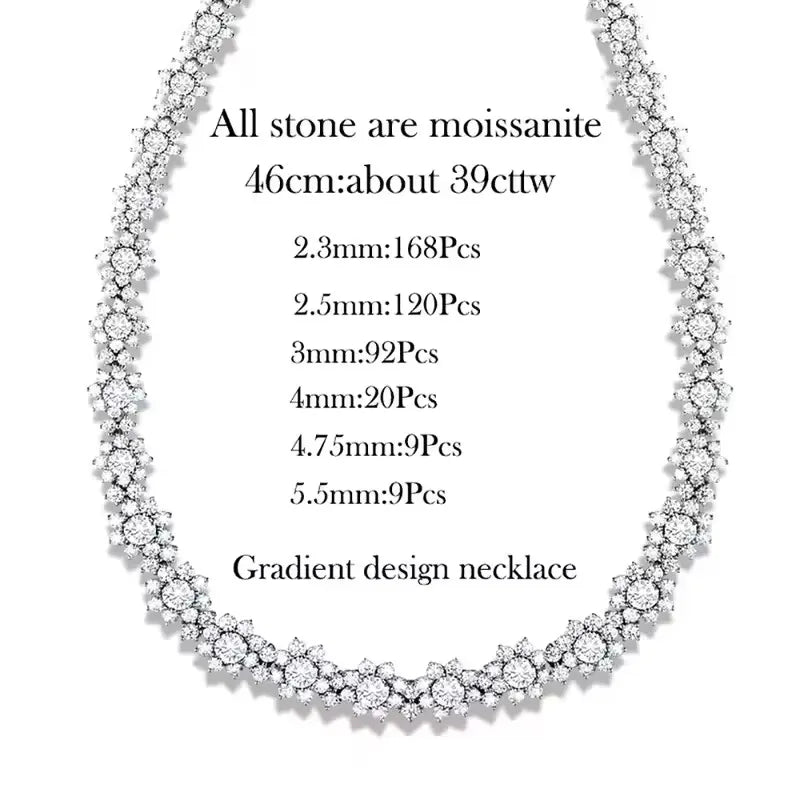 BXINY Luxury Sunflower Moissanite Jewelry Set Necklace&Bracelet 100% S925 Silver Certified Diamond for Women Bride Wedding Gifts