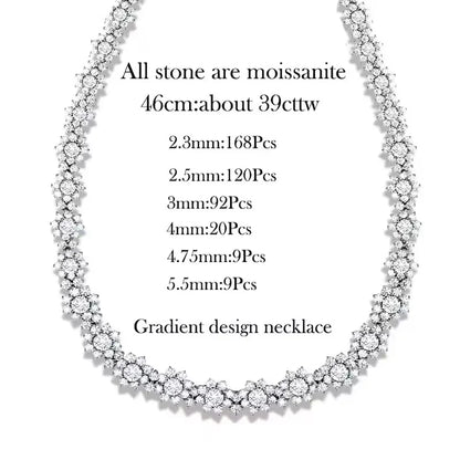 BXINY Luxury Sunflower Moissanite Jewelry Set Necklace&Bracelet 100% S925 Silver Certified Diamond for Women Bride Wedding Gifts