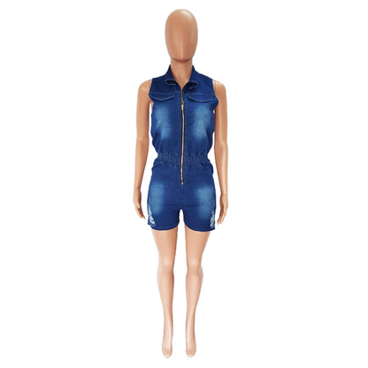 Streetwear Jeans Shorts Jumpsuit Summer Clothes Women 2024 Sleeveless Bodycon Denim Rompers Playsuits One Pieces Overalls Outfit