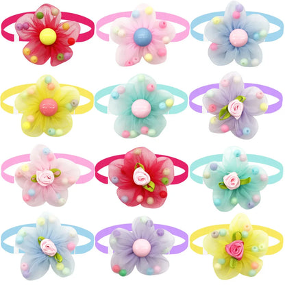 50/100 pcs Dog Cat Bow Ties Dog Grooming Product For Small Medium Lace Flower Dog Bow Tie Necktie Pet Dog Supplies