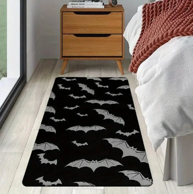 A Halloween Purple Skull Carpet Full of Festive Soft Flannel Floor Mat Living Rooms Bedrooms and Pumpkin Decorative Carpets