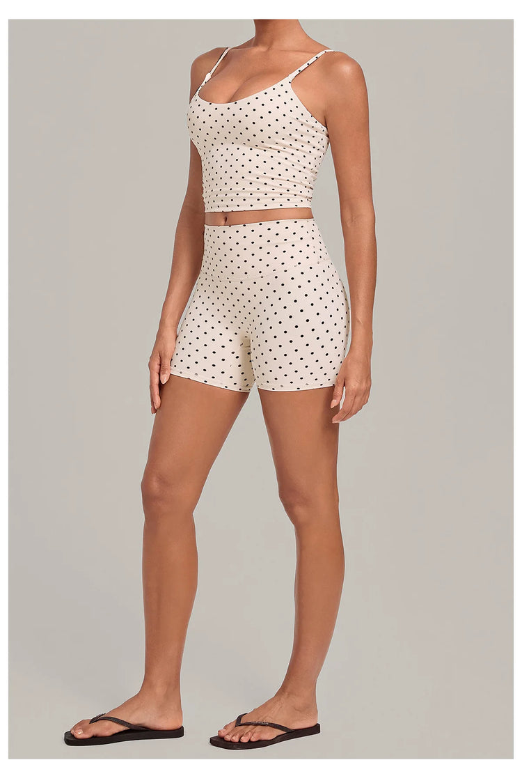 2PCS Stripes And Polka Dots Yoga Suit Women Tracksuits Sports Outfits Gym Clothes Breathable Sports Bra Fitness Flared Pants Set