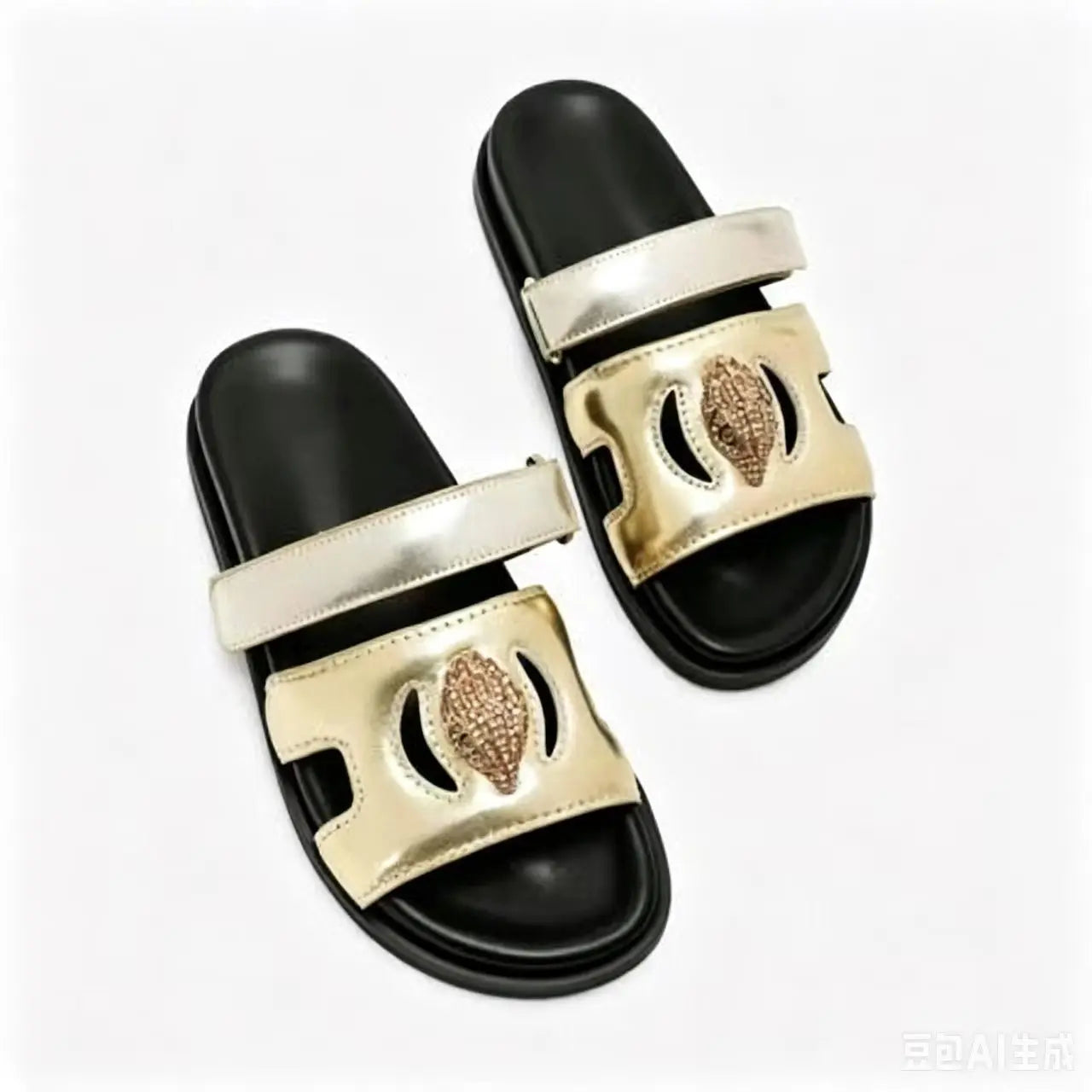 2026 New Fashion Color Matching Design Thick-soled Beach Slippers Women's Summer Trendy Style Metal Decorated Open-Toe Slippers