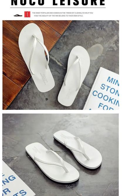 Men's anti slip flip flops, new couple's slippers for summer wear, durable leather, simple and fashionable beach shoes