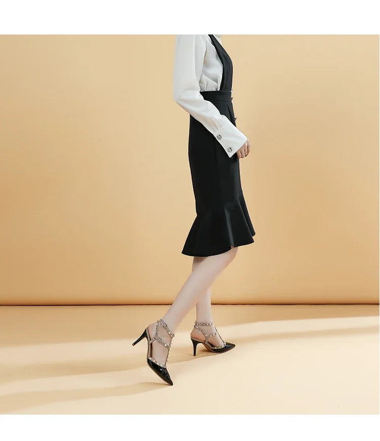 Nude Black Woman heeled sandals Summer Slingbacks High Heels luxury Leather Fashion Brand Designed sandals elegant Prom Shoes