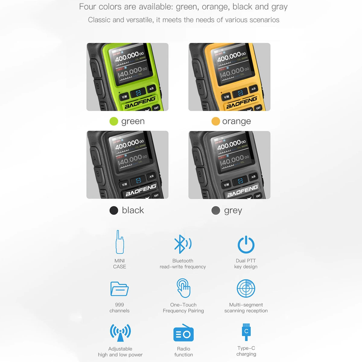 BAOFENG UV-5R Mini Walkie Talkie Multi Band｜Bluetooth Programming Wireless Copy Frequency｜999CH Portable Long Range Ham Radio