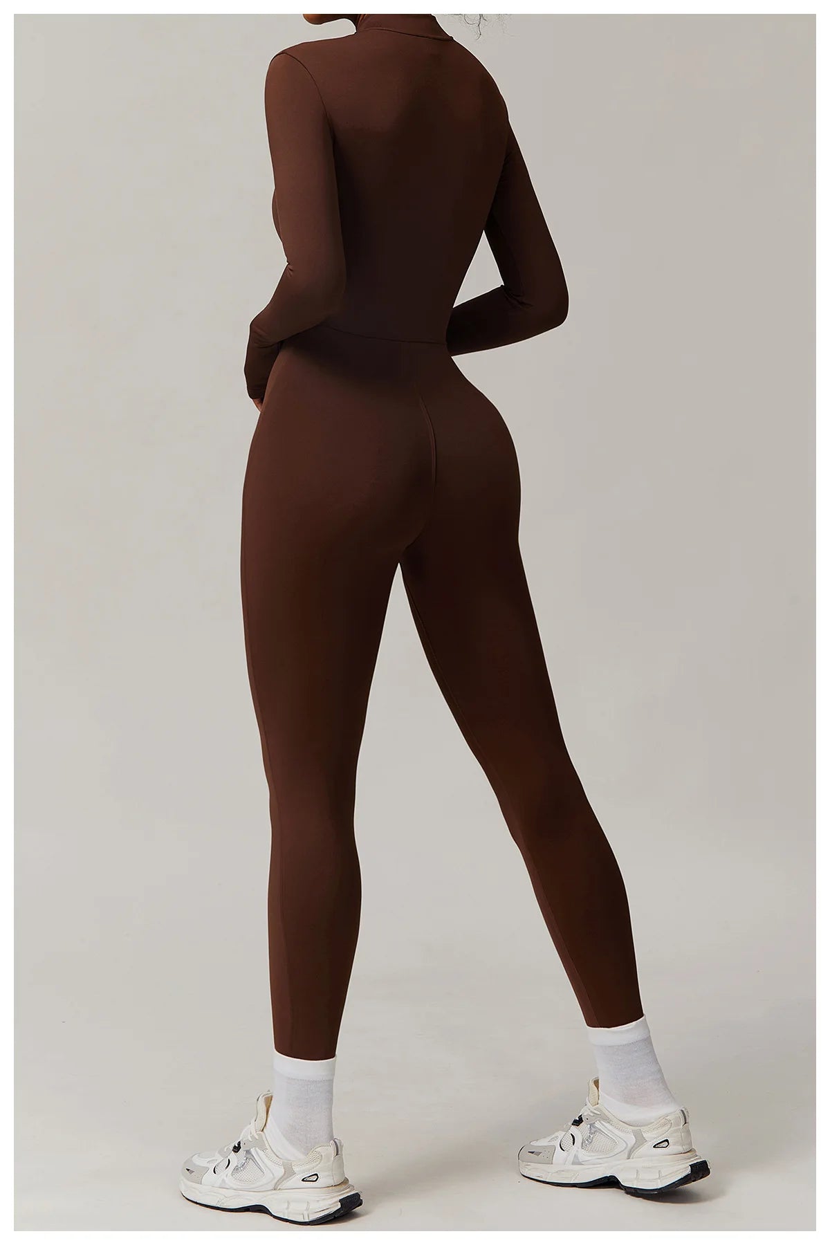 Winter Half Zip Yoga Bodysuit Women Long Sleeved Fitness Jumpsuit Sportswear Gym Clothes One-piece Running Workout Wear Rompers