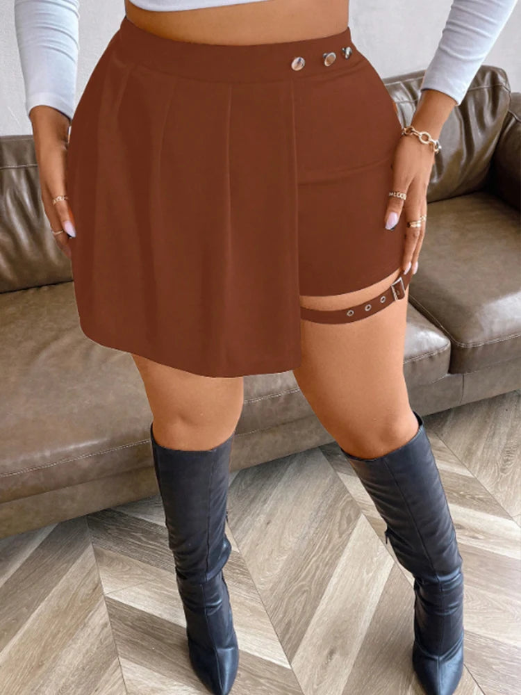 Plus Size Flared Skirt Women's Fashion Versatile Black Casual Mini Skirt Sexy Slim Pleated Fluffy Short Summer Best Choice