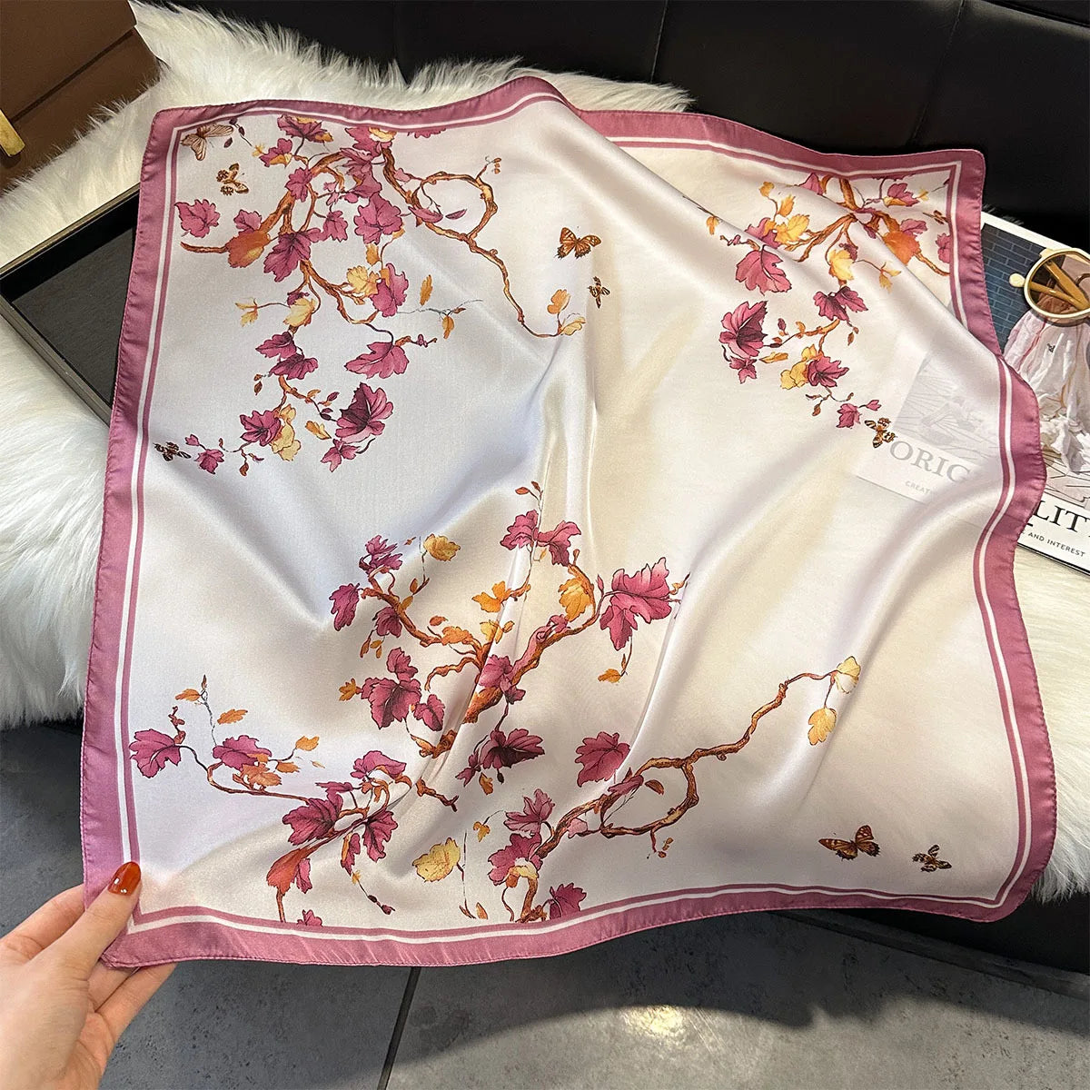 2025 New Paisley Print Silk Scarf for Women Square Hijab Soft Neck Tie Female Fashion Decoration Silk Headscarf 70*70cm Kerchief