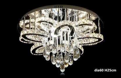 LED Modern Crystal Stainless Steel Round Dimmable RGB Chandelier Lighting Lamparas De Techo For Foyer Living Room Bedroom