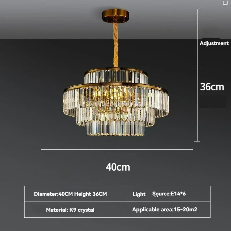 Modern Luxury Crystal Chandelier Gold Ceiling Pendant Lights for Living Room Chandeliers Villa Kitchen Decoration Round Lamp