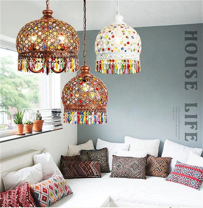 design lamp pendant lighting crystal Bohemia Retro droplight Iron handmade pendant lights for restaurants hanging lights bedroom