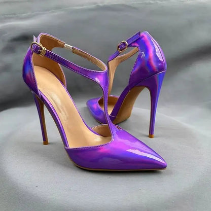 Purple Sandals With Heels For Woman Luxury Party Elegant Dress Shoes Summer Pointy Toe Sexy Sandals Lady 8CM 10CM 12CM Stilettos