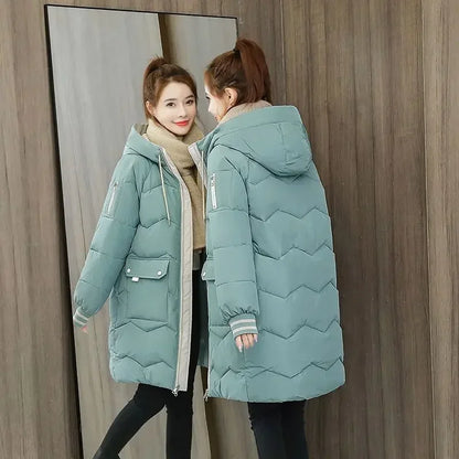 Winter Women Jacket Coats Long Parkas Female Down Cotton Hooded Overcoat Thick Warm Jackets Windproof Casual Student Coat 2026