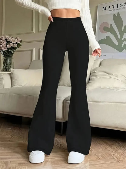 Women's High-Waisted Yoga Flared Pants Black Sexy Leggings Casual Trousers Comfortable Stretchy Bottoms for Fitness And Exercise