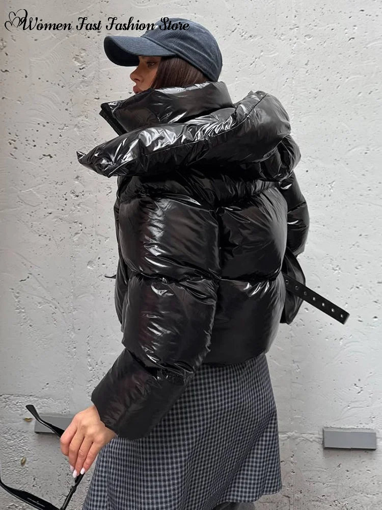 Detachable Sleeve Hooded Quilted Jackets 2026 Winter Ladies Solid 2-in-1 Zippers Waistcoat Cotton Coats Women's Warm Outwear