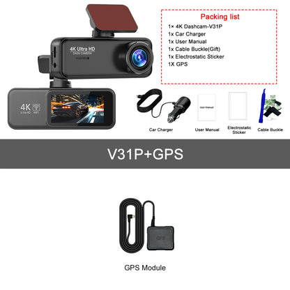 Kocam 4K Dash Cam Front and Rear Dual Channels Dashcam With 24H Parking Monitoring Night Vision DVR Recorder Black Box For Car