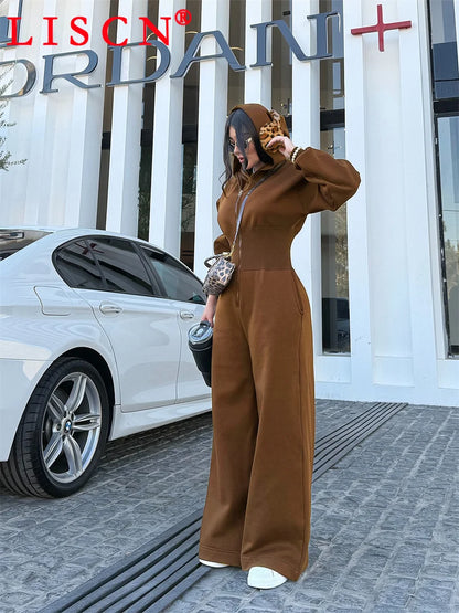 5 Bulk Items Wholesale Lots Rompers Womens Jumpsuits Long Sleeve Hooded Slim Solid Casual Y2k Clothing Street K16131