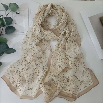 Small Flower Full of Stars Print Women Elegant Chiffon Georgette Bandana Scarf Summer Beach Sunscreen Thin Hijab Shawl