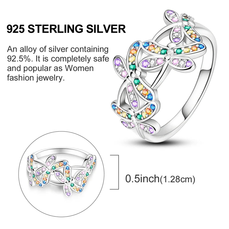 LAZA 925 Sterling Silver Colorful Rings Sparking Zirconium Bowknot Moon Sun Original Ring For Women Anniversary Wedding Gifts
