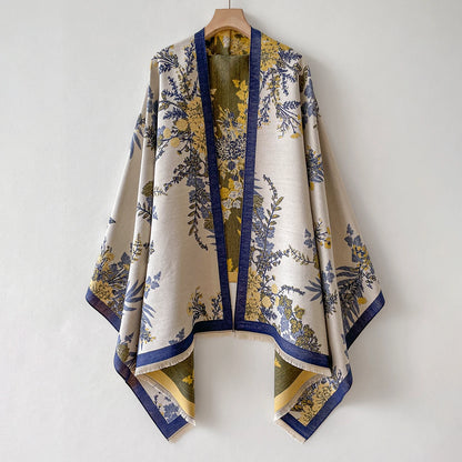 Warm Shawl Women Scarf Luxury Cashmere Winter Blanket Wraps Casual Floral Print Pashmina Bufanda Travel Poncho Stoles Echarpe