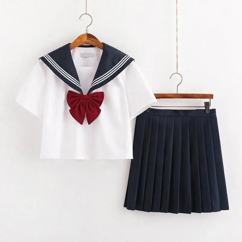 Student JK Uniform Women's High School Korean Chinese School Uniforms Navy Sailor Outfit Short Sleeve Suit Japan Seifuku Girl
