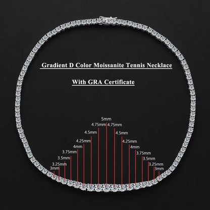 Serenity Gradient D Color Moissanite Tennis Necklace For Women Man 925 Sterling Sparkling Neck Chain Wedding Bridal Fine Jewelry