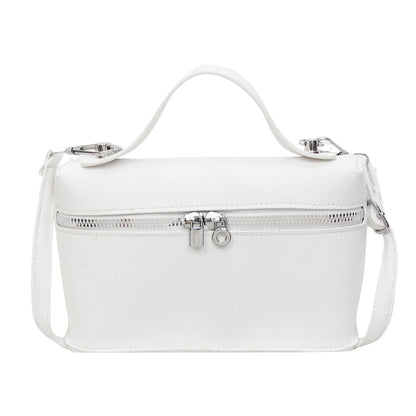 Fashionable Light Luxury Solid Color Box Bag Litchi Pattern Portable Carrying Crossbody Bag Daily Commuting Versatile Square Bag