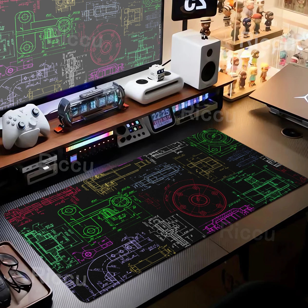 Engineer Mechanical Drawing Mousepad Black Large Mouse Pad HD XXL Minimalism Mousemat Rubber Carpet Desk Mat PC Gaming Accessory