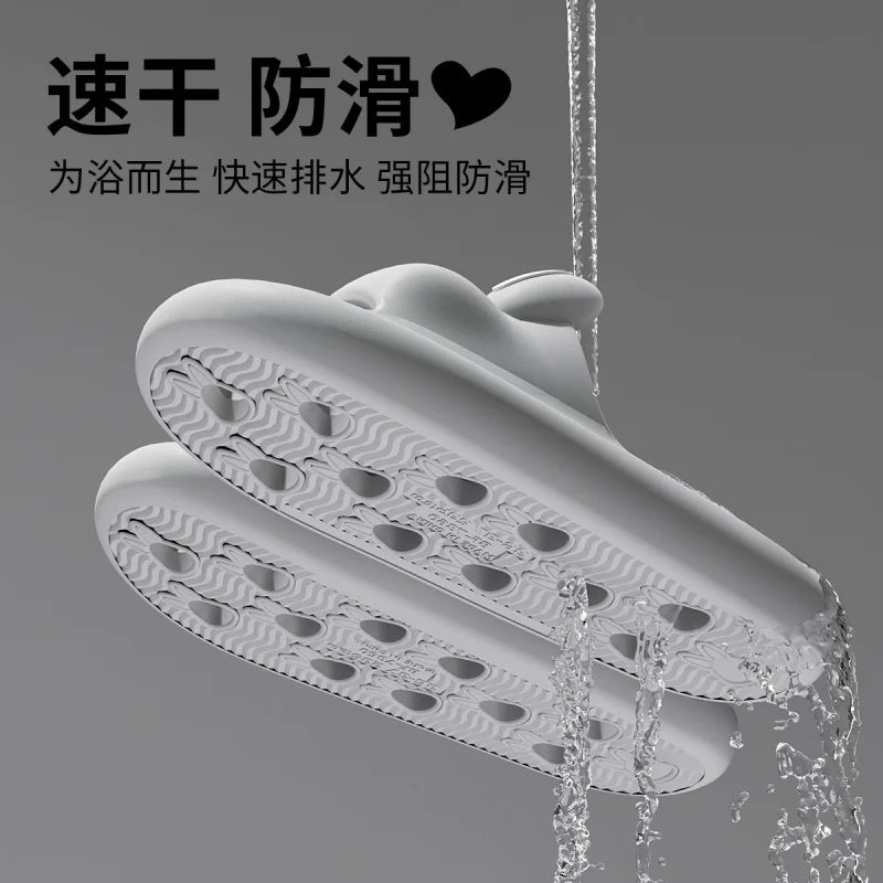 Cute Cartoon Rabbit Indoor Bathroom Slippers For Men Women Summer House Shoes Soft EVA Leaking Style Lovers Home Shower Slides