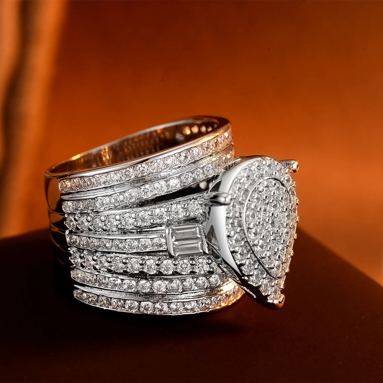 2026 New Luxury Full Diamond Ring - Exquisite Waterdrop Zircon Shaped Men's and Women's Party Jewelry Anniversary Gift
