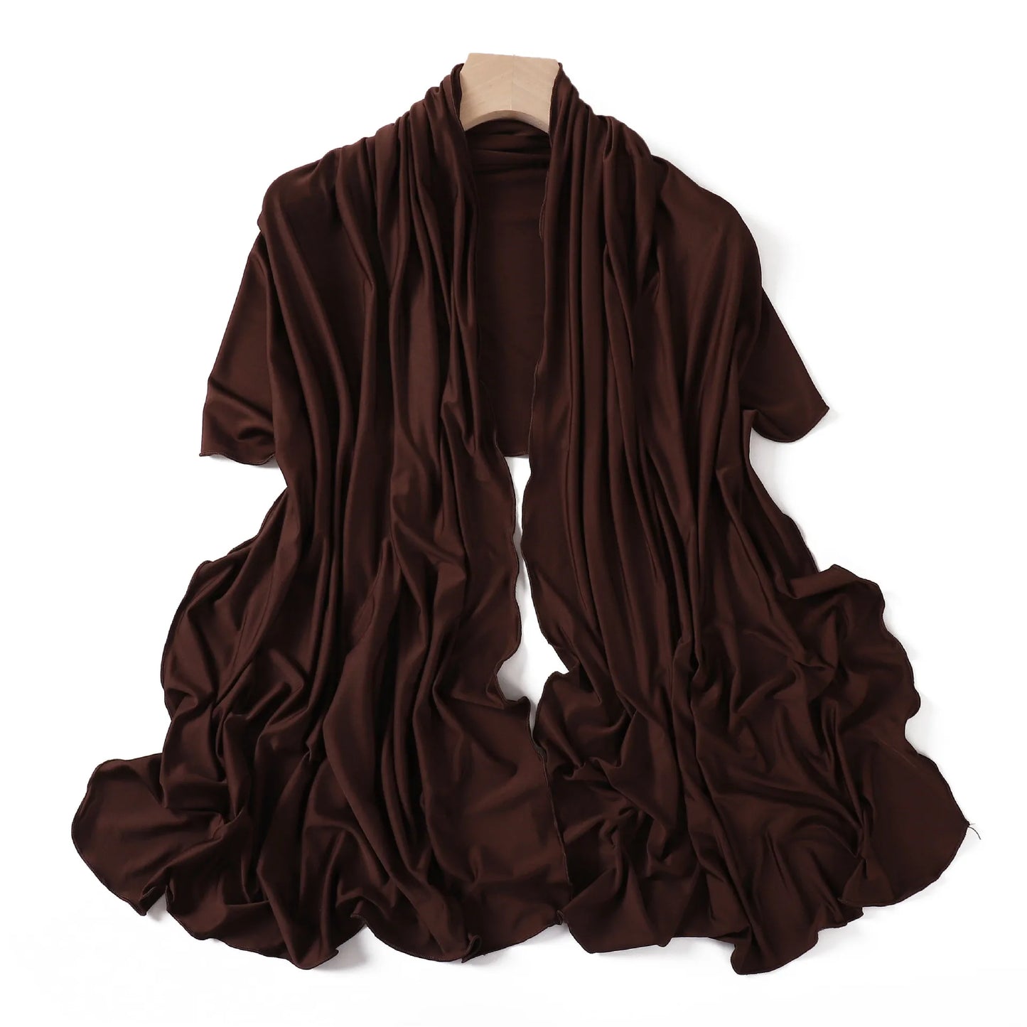 Luxury Wavy Edge Jersey Hijab for Women Solid Color Milk Silk Scarf Headscarf Autumn Shawl Stretchy Chiffon Scarf Ramanda