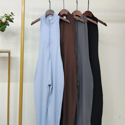 Sport Jumpsuits Women Zipper Fitness Overalls Sexy Backless Gym Bodysuits Scrunch One Piece Suit Workout Clothes Tracksuits