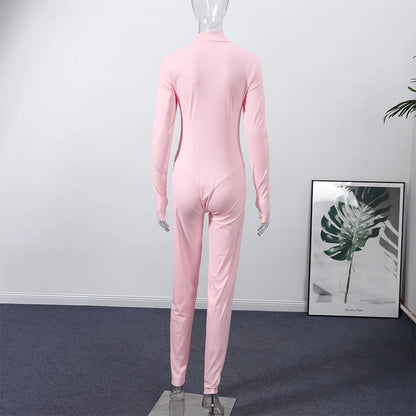 Fashion Hooded One-Piece Ski Jumpsuit Women Stand Collar Zipper High Waist Solid Windproof Outwear 2026 Winter Lady Skiwears New