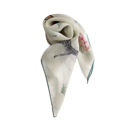 100% Mulberry Silk Square Scarf Women Animal Print Neck Scarf Soft Lightweight Neckerchief For Daily Office And Vacation Use