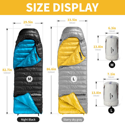 Naturehike CW400 CW700 Sleeping Bag Lightweight Duck Down Winter Thick Warm Ultralight Outdoor Hiking Camping Travel Equipment