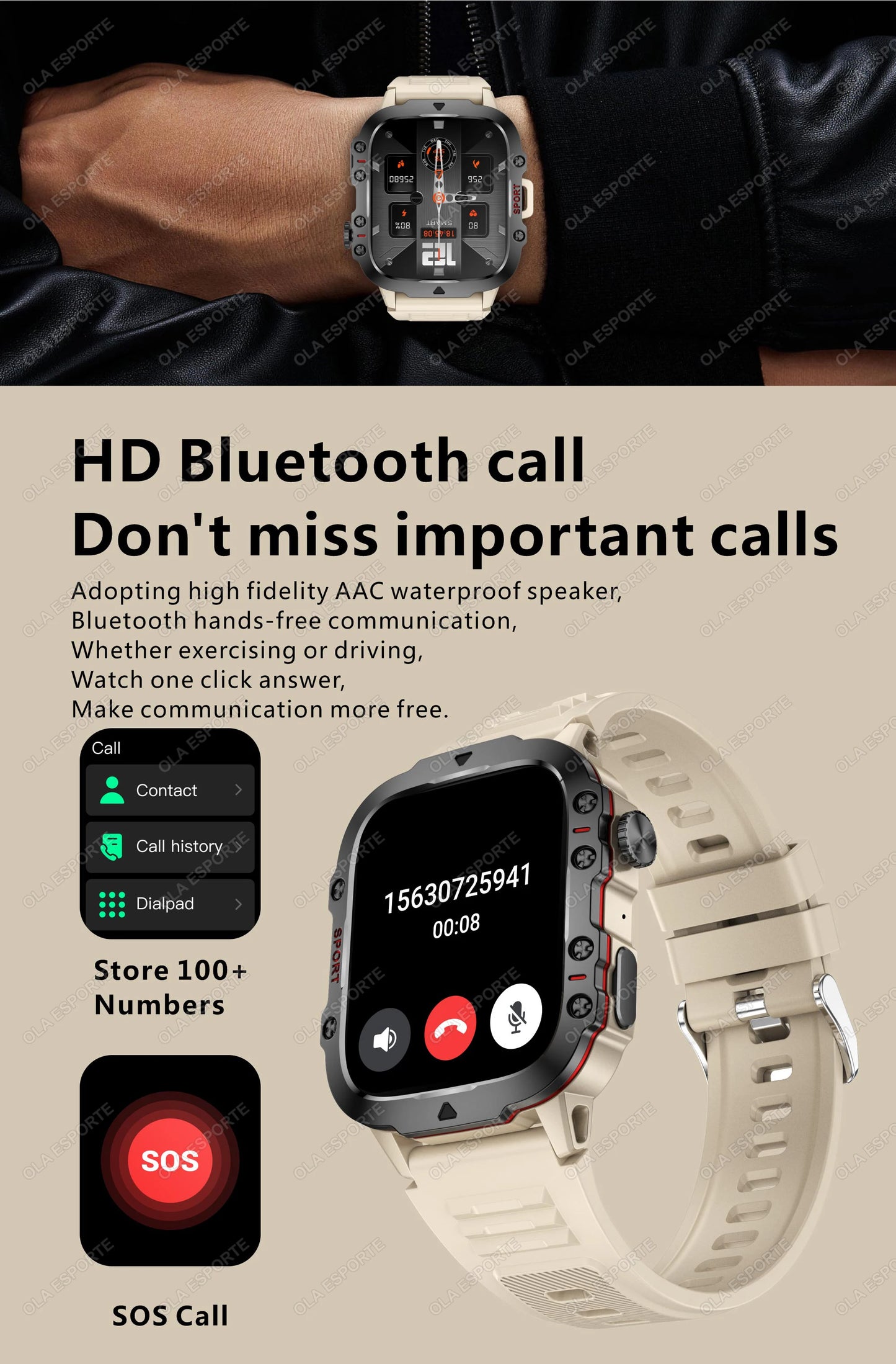 2025 New Military Smart Watch Men IP68 5ATM Outdoor Sports Fitness Tracker Health Monitoring 1.81Inch Bluetooth Calls Smartwatch