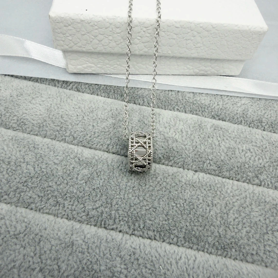 2026 Trends 925 silver Tengge Pattern Hollow Necklace For Ladies, Luxury Fashion Jewelry For Woman, Date Party Accessories