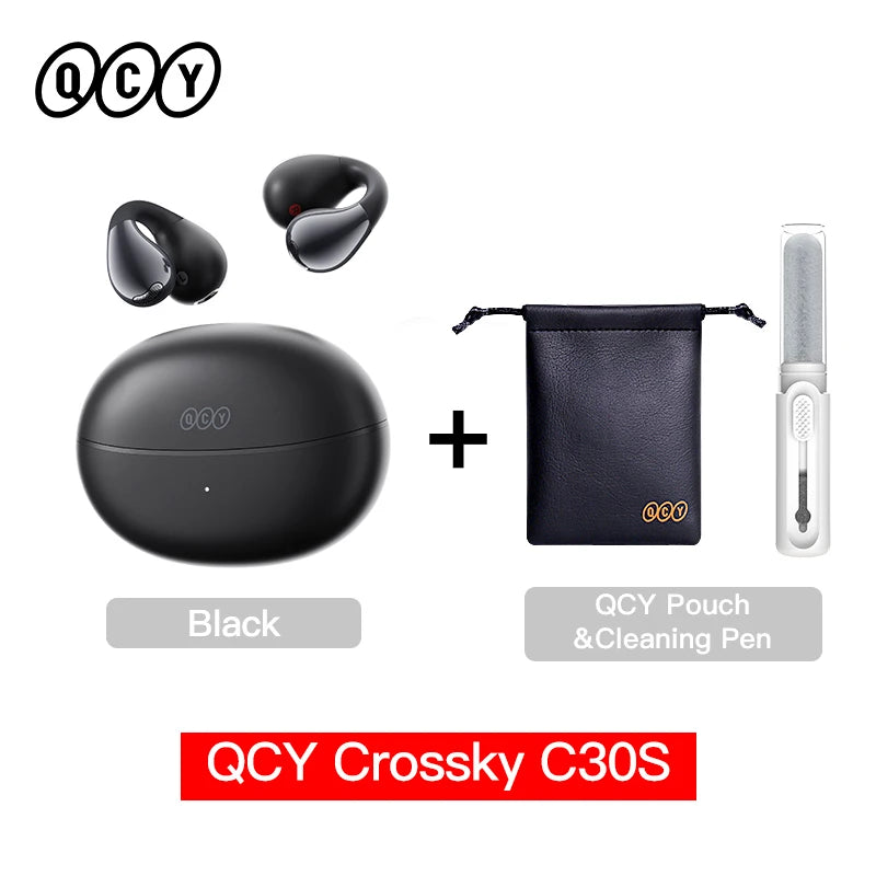 QCY Crossky C30S Open Ear Wireless Earphones Hi-Res with LDAC Ear Clip Earbuds Bluetooth 6.0 Clip On OWS Sports Headphones 40Hrs