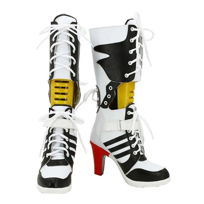 Fantasia Super Villain Quinzel Shoes Cosplay Long Boots Women Disfraz Costume Accessories Female Halloween Carnival Footwear