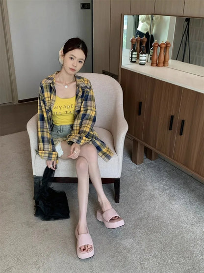 Women Platform Slippers Fashion Wedge Heeled Sandals Luxury Suede Casual Slides Summer New Beach Shoes for Women Sandalias Mujer