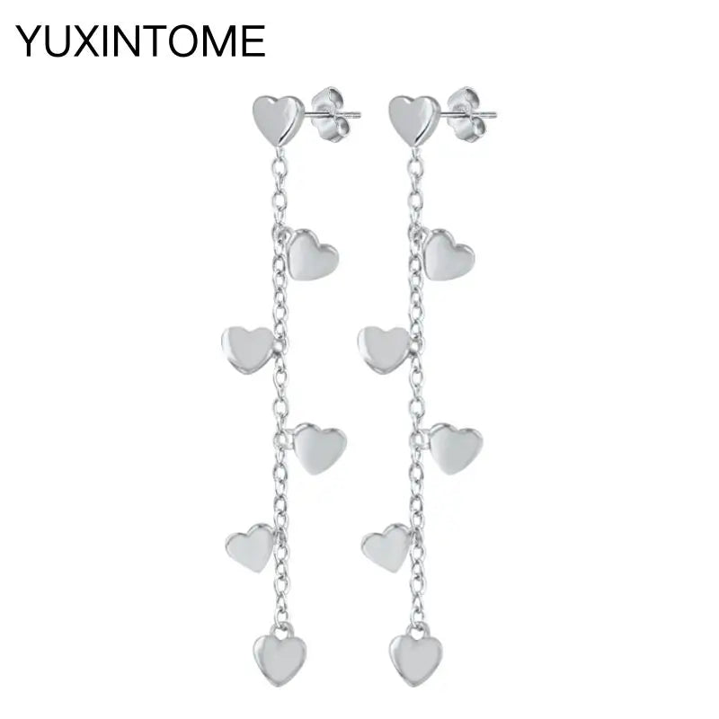 925 Sterling Silver Needle Long Chain Stud Earrings For Women Exquisite Zircon Geometric Tassel Pendant Earrings Luxury Jewelry