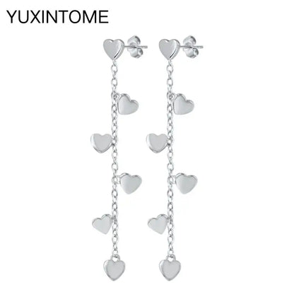 925 Sterling Silver Needle Long Chain Stud Earrings For Women Exquisite Zircon Geometric Tassel Pendant Earrings Luxury Jewelry