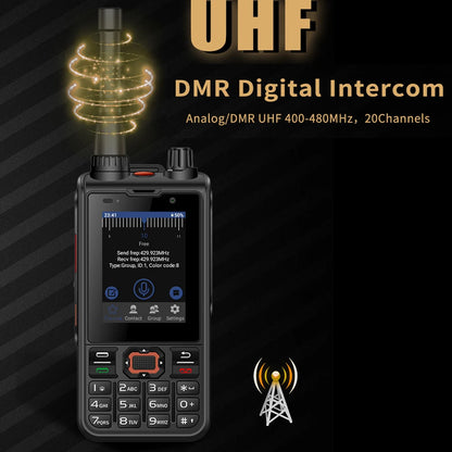 ANYSECU 4G Network Radio W6PRO Android 12 Work with Real-ptt Zello WIFI UHF 400-480mhz DMR Digital Radio