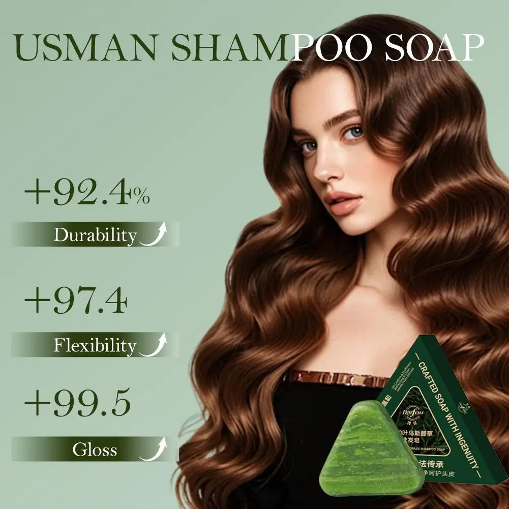 Herbal Biotin & Usma Shampoo Bar for Hair, Oil Control Scalp Care Soap for Itchy Dandruff, Volumizing Smooth for Oily Hair