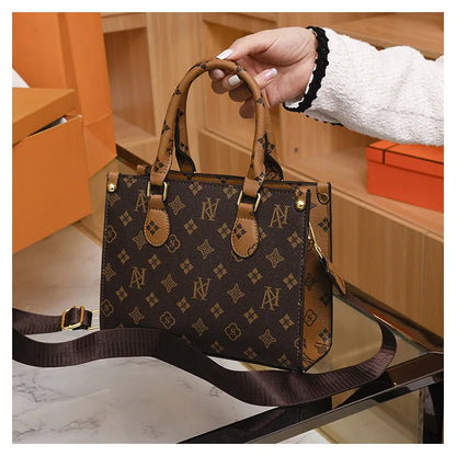 Elegant Retro Women's Tote Bag Single Shoulder Crossbody Bag Floral Print Ladies Handbag Luxury Texture Commuter Messenger Bag